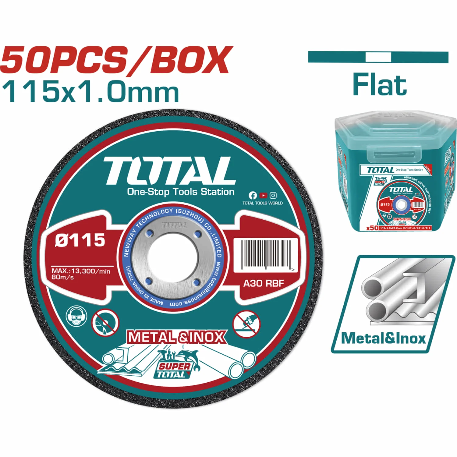 Discos De Corte De Metal E Inoxidable 4 1/2" X 3/64" X 7/8" Centro Plano (Caja De 50 Pzas) - Image 2
