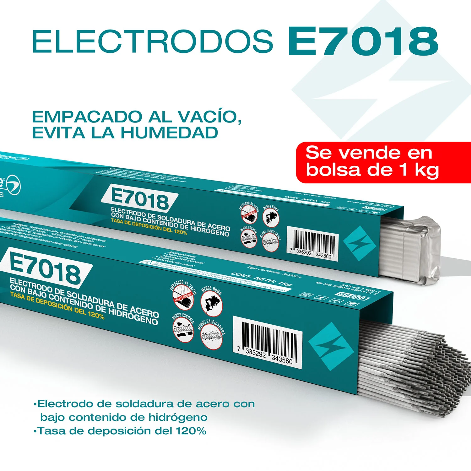 Electrodos Soldadura 7018 Para Soldar 3/32" 2.5Mm Carbone Bolsa Al Vacio ( 1Kg )