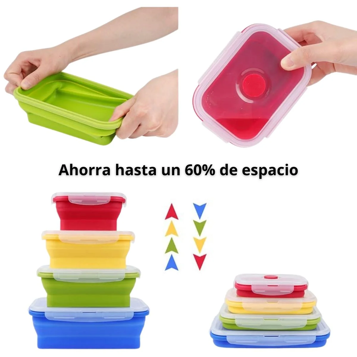 Envases De Silicona Plegables Herméticos. 350Ml, 540Ml, 800Ml Y 1200Ml. Vasijas. Cajas De Almacenamiento Selladas. Envases Plásticos. - Image 2