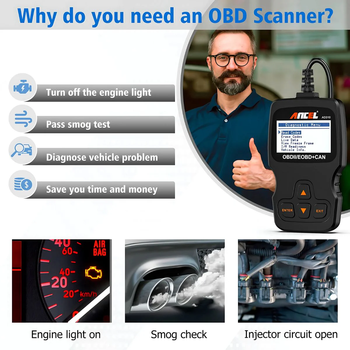 Escáner OBD2 Herramienta De Exploración De Diagnostico OBDII/EOBD+CAN, Escáner Detector De Fallas Para Auto. Lector De Códigos Para Carros. - Image 3