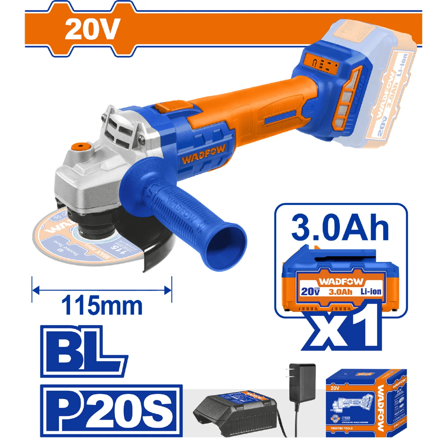 Esmeril Flexible 20V Inalámbrica Brushless 4-1/2". Incluye Baterías Y Cargador. Esmeriladora Angular - Image 2