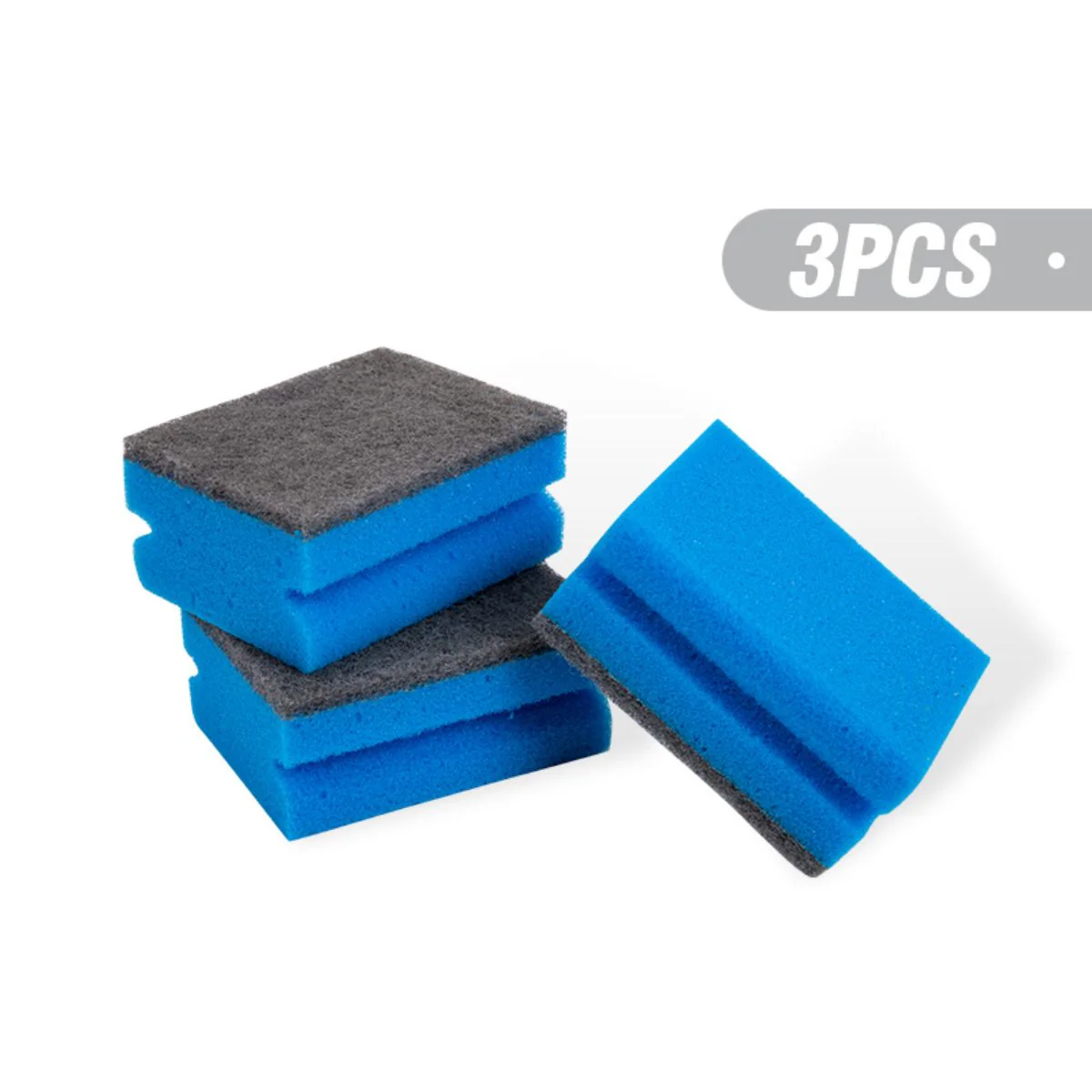 Esponjas Para Fregar Con Fibra Abrasiva (9.3×7×4.2Cm). Pack De 3 Unidades.