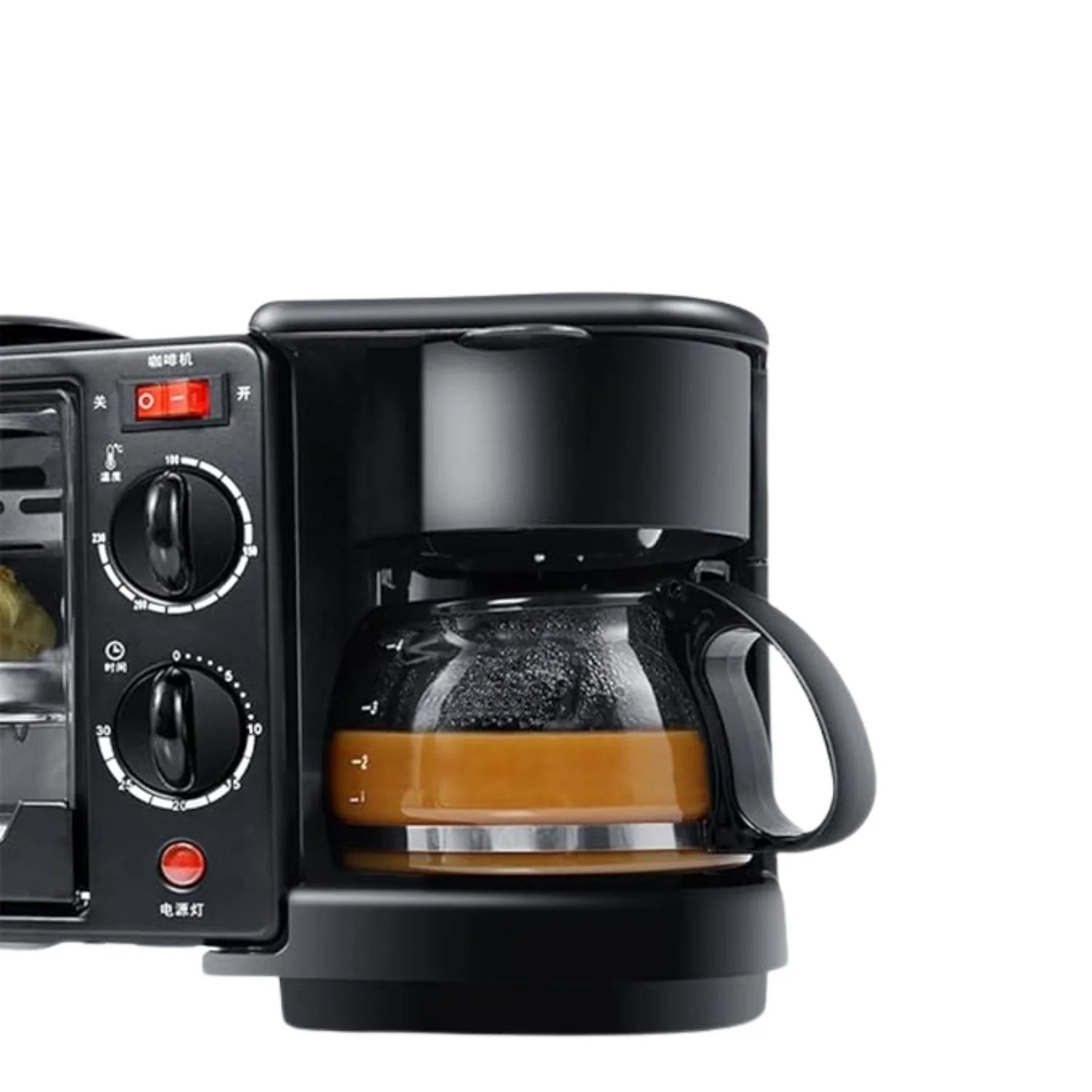 Estación De Desayuno 3 En 1 Con Cafetera 600Ml, Horno 7L Y Plancha  1000W 110V Con Control De Temperatura - Image 3
