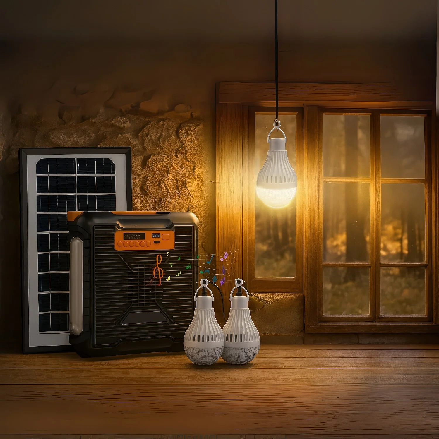 Estación De Energía Solar Portátil Multifuncional. Luz De Alta Potencia Para Exteriores E Iluminación Interior. Sistema Con Panel Solar. Power Bank Bateria Respaldo Incluye Bocina. - Image 3