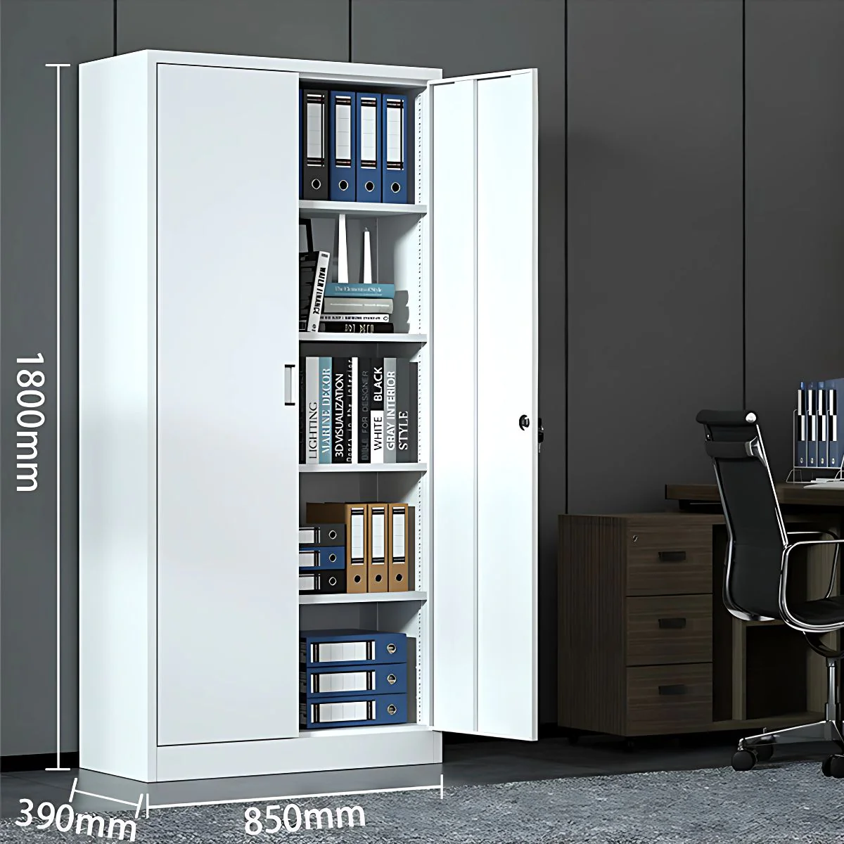 Estante Metálico De 2 Puertas Y 5 Tablillas. Armario De Metal Para Almacenaje. Archivador Archivos Ancho 850 Mm X 1800 Alto X 390Mm