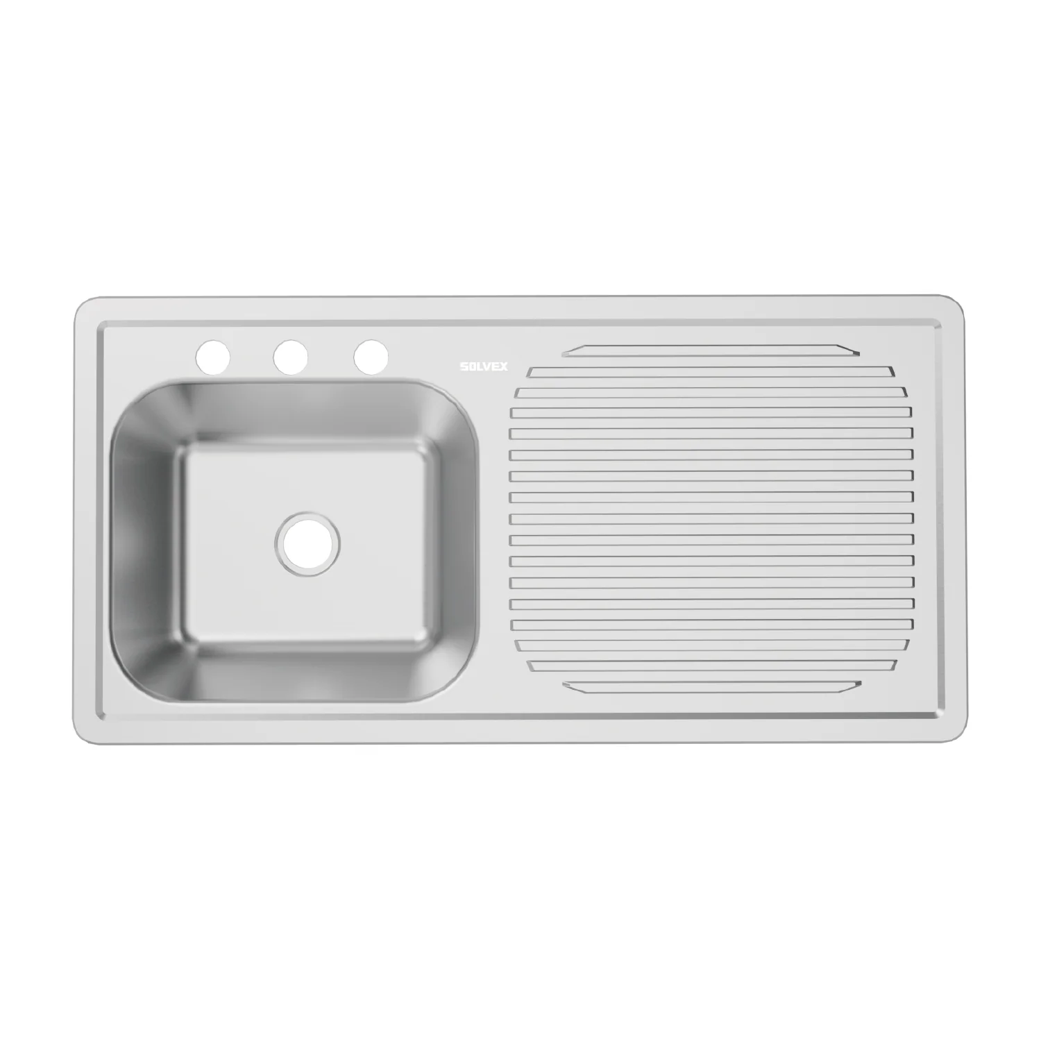 Fregador De Cocina Empotrable 100X50x15cm. Acero Inoxidable Con Tina Izquierda. Escurridor Superficie Cepillada. - Image 2