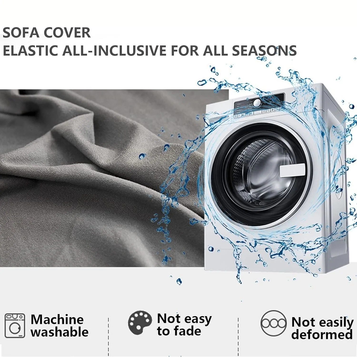 Funda De Sofá Elástica 1+2+3 Gris Set Completo Para Muebles En Poliéster Lavable. Forro Protector De Sofá - Image 3