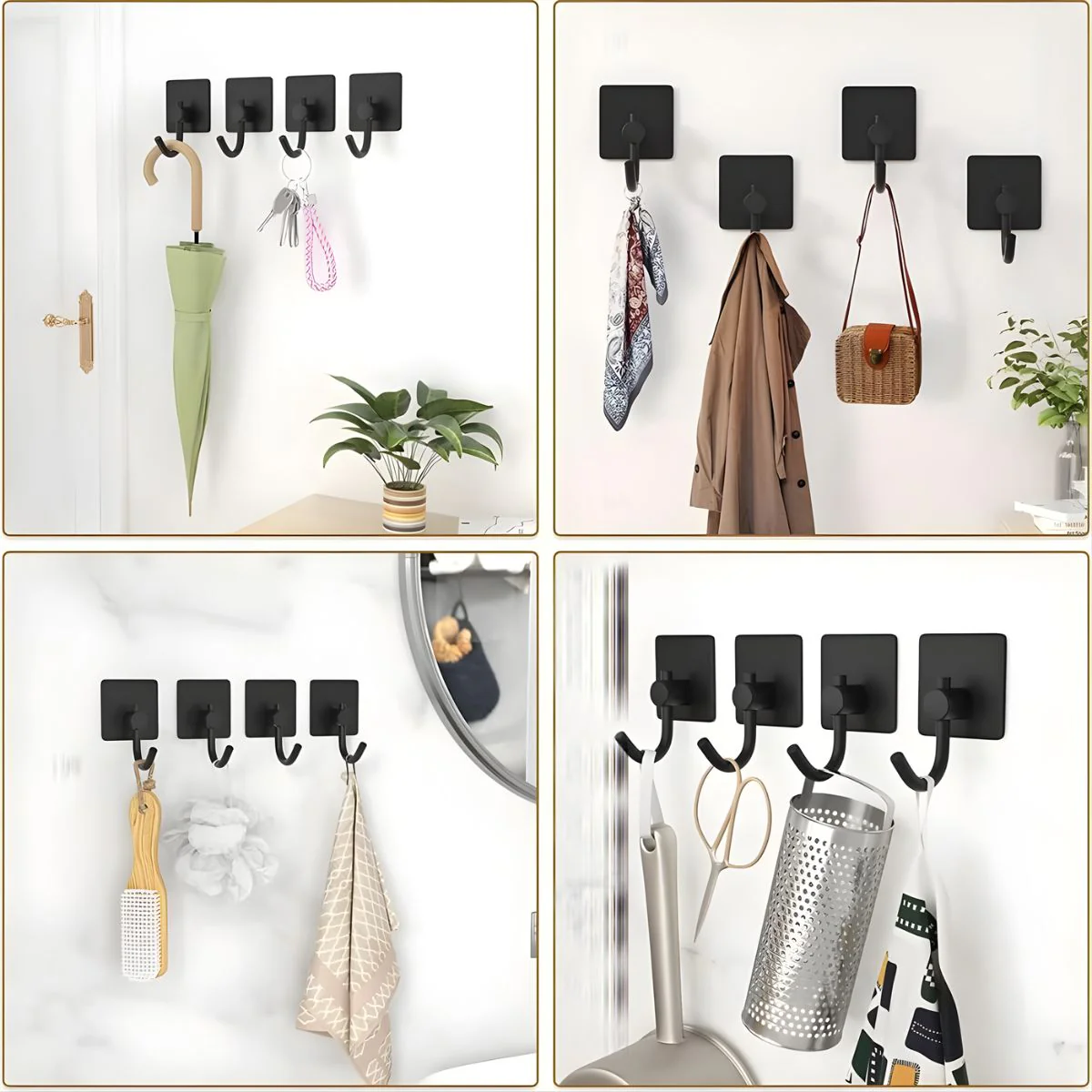 Gancho De Acero Inoxidable 304 Adhesivo 3M Cuadrado 4.5×4.5 Cm Negro Para Baño, Cocina Y Múltiples Espacios. Gancho Para Guindar. - Image 6