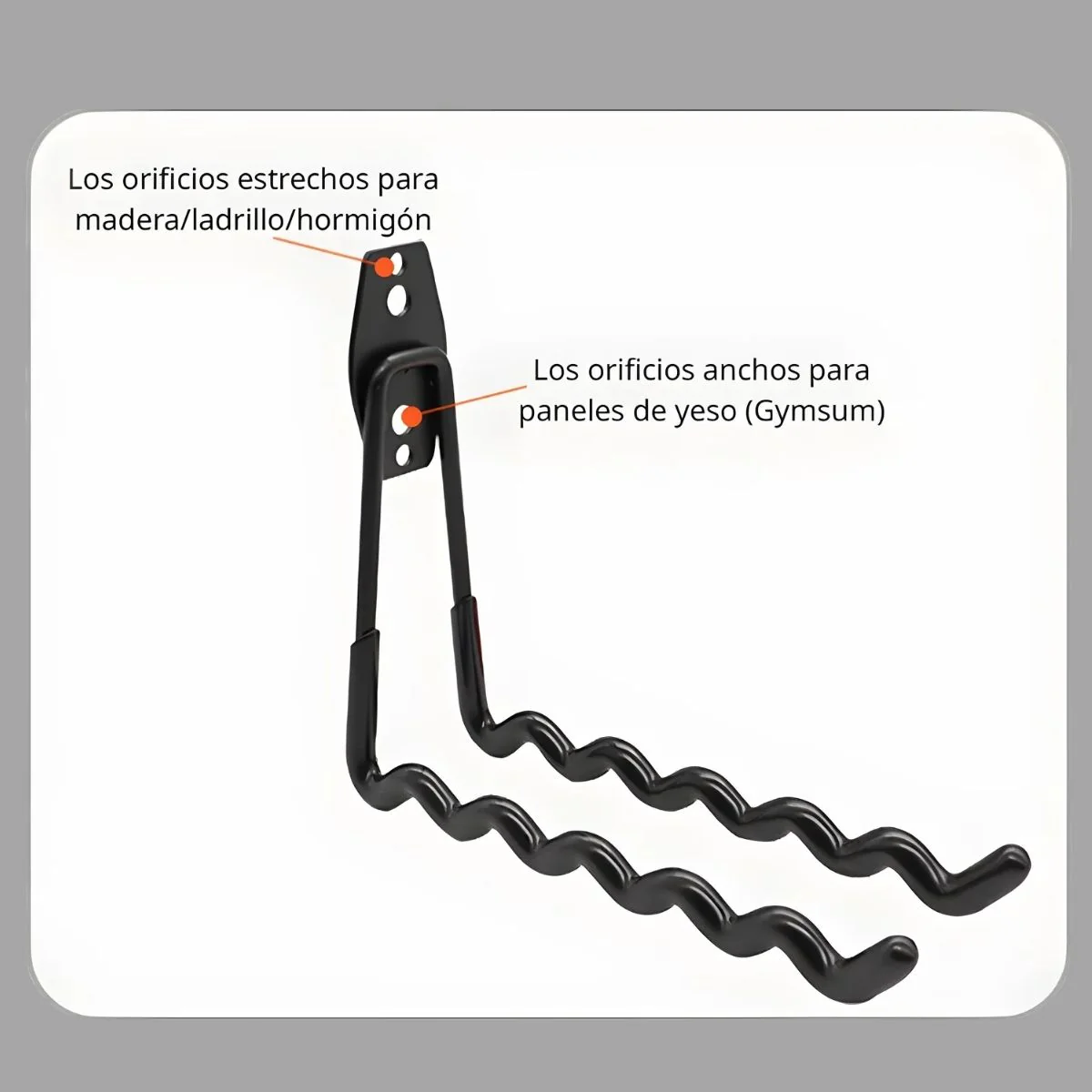 Gancho Ondulado Metálico Para Garaje. Soporte Para Colgar Bicicletas, Mangueras, Escaleras Con Revestimiento PVC. 29.5X16.5X6.5 Cm Colgador - Image 2