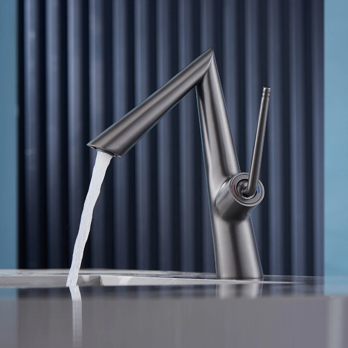 Grifo Para Lavamanos 27 Cm Monomando Pluma Lavabo Gris Mate De Alta Calidad - Image 2