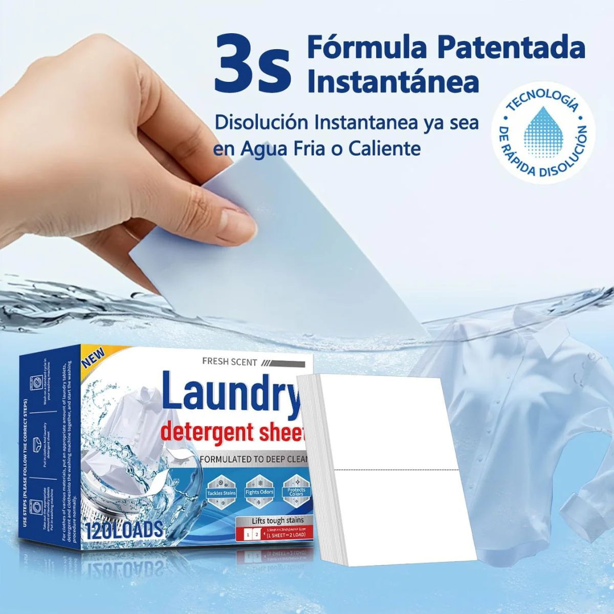 Hojas De Detergente Ultrafinas Y Concentradas – Se Disuelven En Lavadora (Pack De 120). Deja La Ropa Olorosa Y Suave. Jabón Para Lavar - Image 4