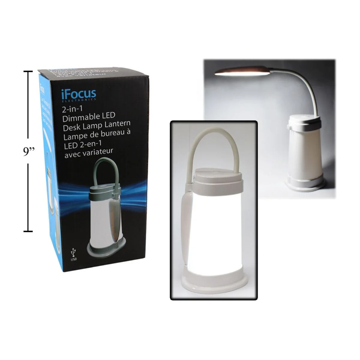 Ifocus, Lámpara De Escritorio LED Regulable 2 En 1, Linterna, USB Y B / O, Blanco, Cbx - Image 2