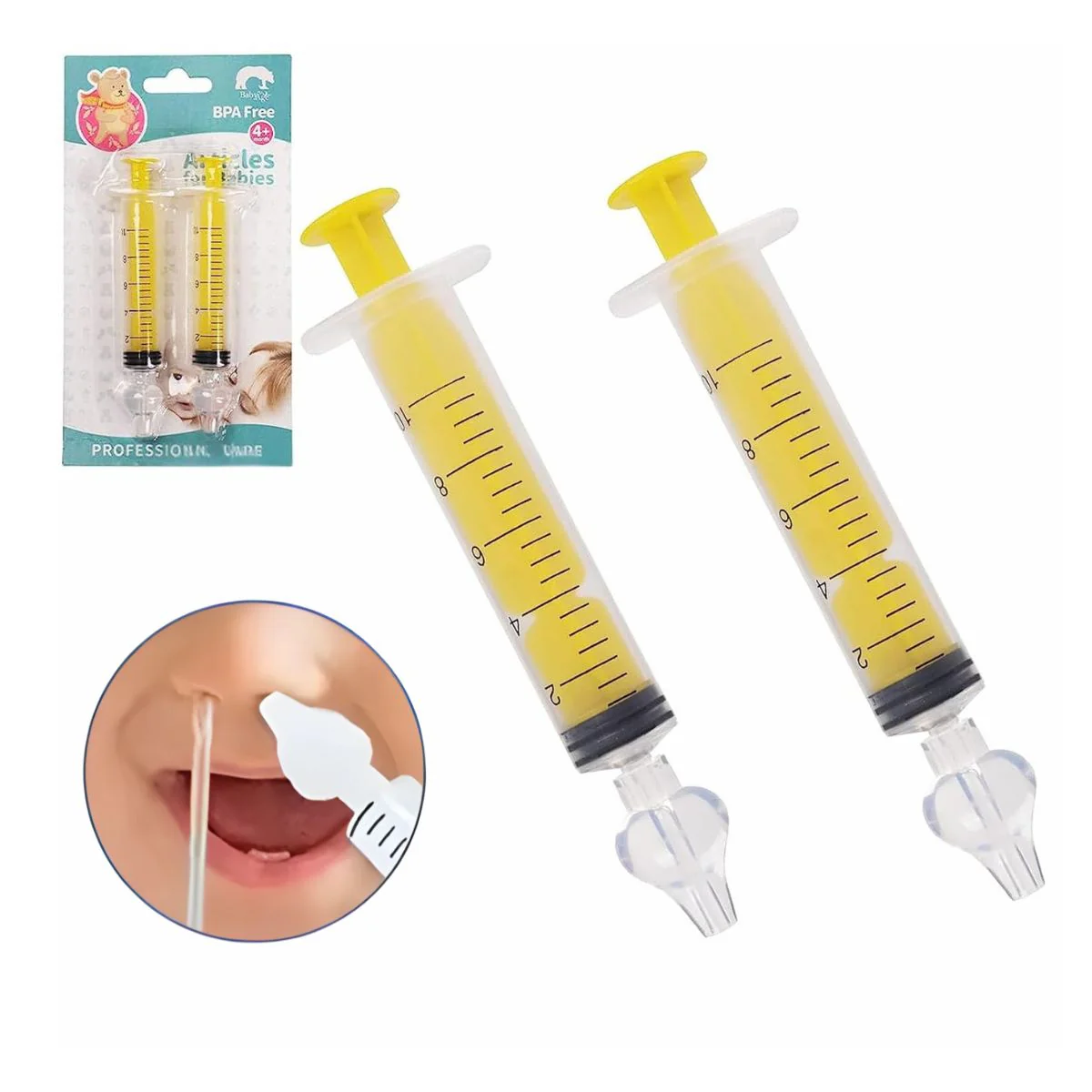 Jeringa Nasal Extractora De Mocos Para Bebé. 10 Ml Jeringa Multiusos Para Medicinas Y Limpieza Nasal. (Set De 2 Piezas)