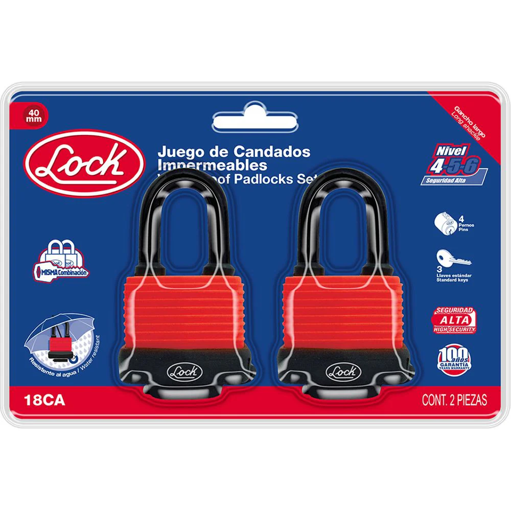 Jgo 2 Candado Imperm Cort 40Mm Lock - Image 2