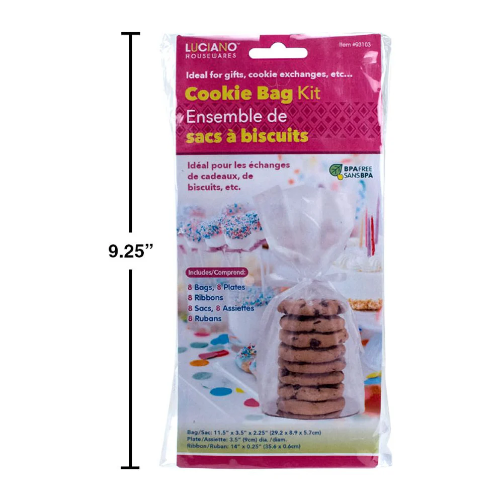 Juego De Bolsas Para Galletas Luciano De 24 Pzs, 8 Bolsas + 8 Platos + 8 Cintas, Inserto Col. (CS) - Image 3