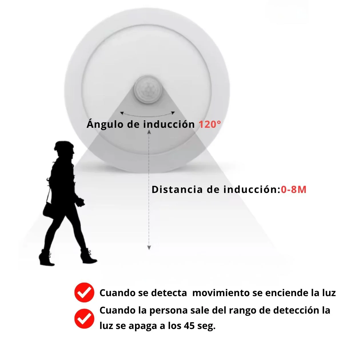 Lámpara De Techo Plafón LED 18W Con Sensor De Movimiento 8.8” (22.5Cm). Luz Blanca. - Image 2