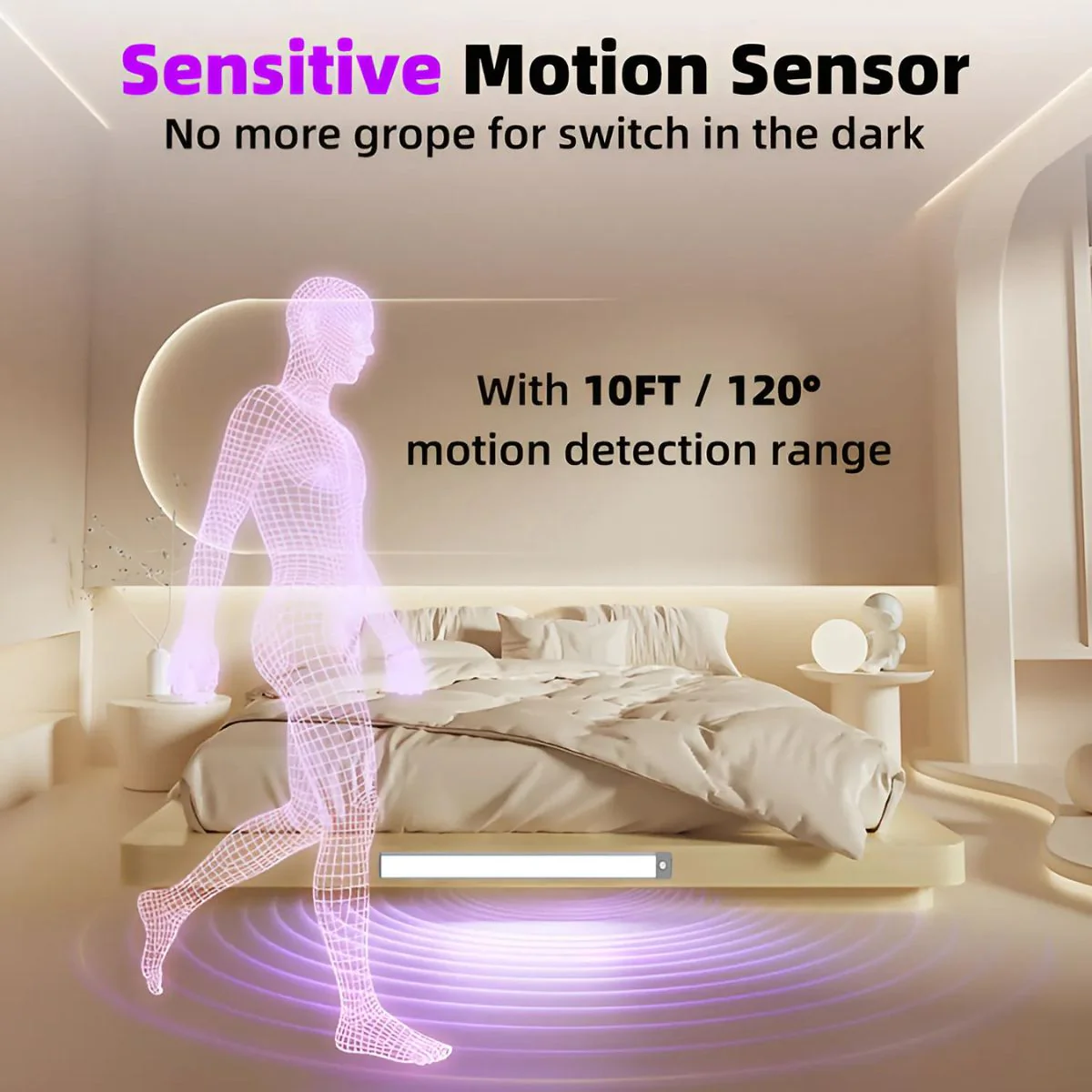 Lámpara LED Con Sensor De Movimiento. Luz Inalámbrica Carga Rápida USB C Y 2 Modos. 23.3*4.3*1.2Cm - Image 4