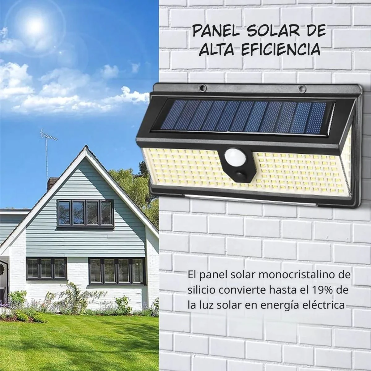 Lámpara Solar LED Exterior Con Sensor De Movimiento. Luz Foco Solar Para Jardín Con 3 Modos De Luz. Cobertura De Hasta 35M². - Image 2