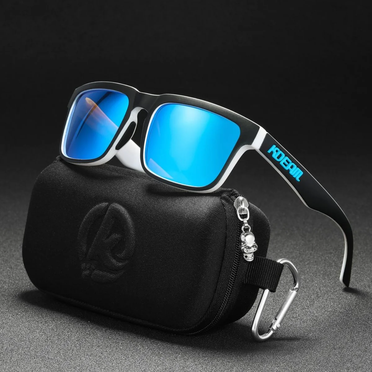 Lentes De Sol Polarizados UV400 Unisex, Montura Rectangular Ligera, Protección Antirreflejo Para Conducir, Pesca Y Actividades Al Aire Libre.(Incluye Estuche). Lente Azul Celeste Espejo - Image 2