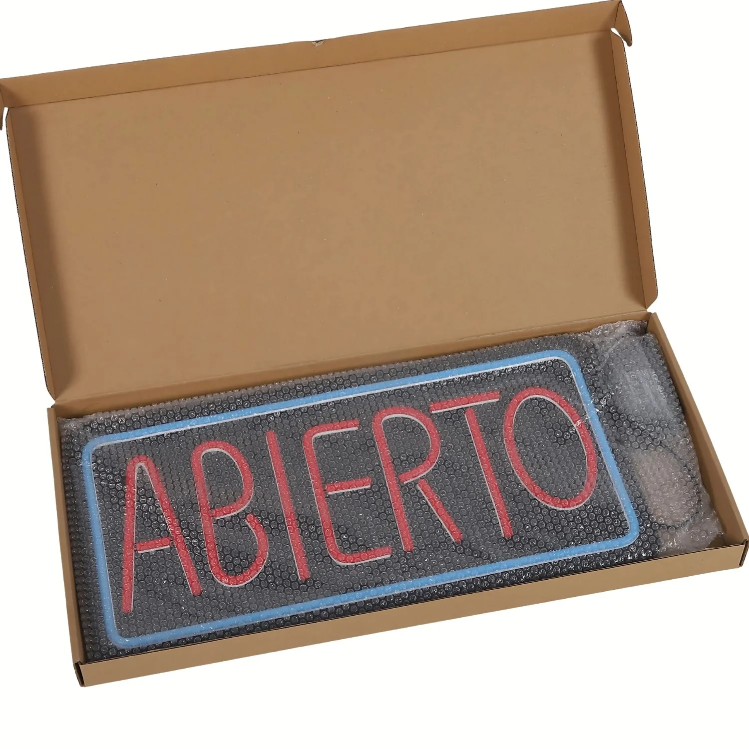 Letrero LED NEON ABIERTO, 50X25cm, Marco Azul Y Texto Rojo, 110V Con Cadena Para Colgar. Moderno Y Llamativo. Rotulo Neón Abierto - Image 6