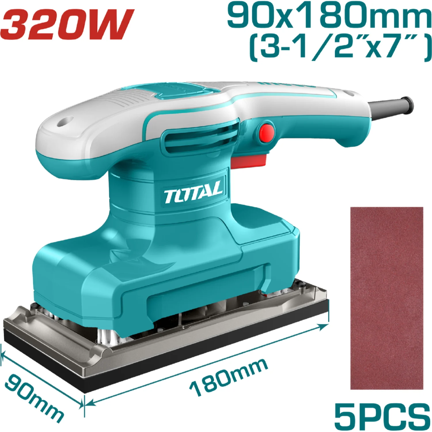 Lijadora 320W 14000Rpm. Base 90Mm X 180Mm. 110V-120V~60Hz. Incluye 5Pzs De Papel De Lija. - Image 2