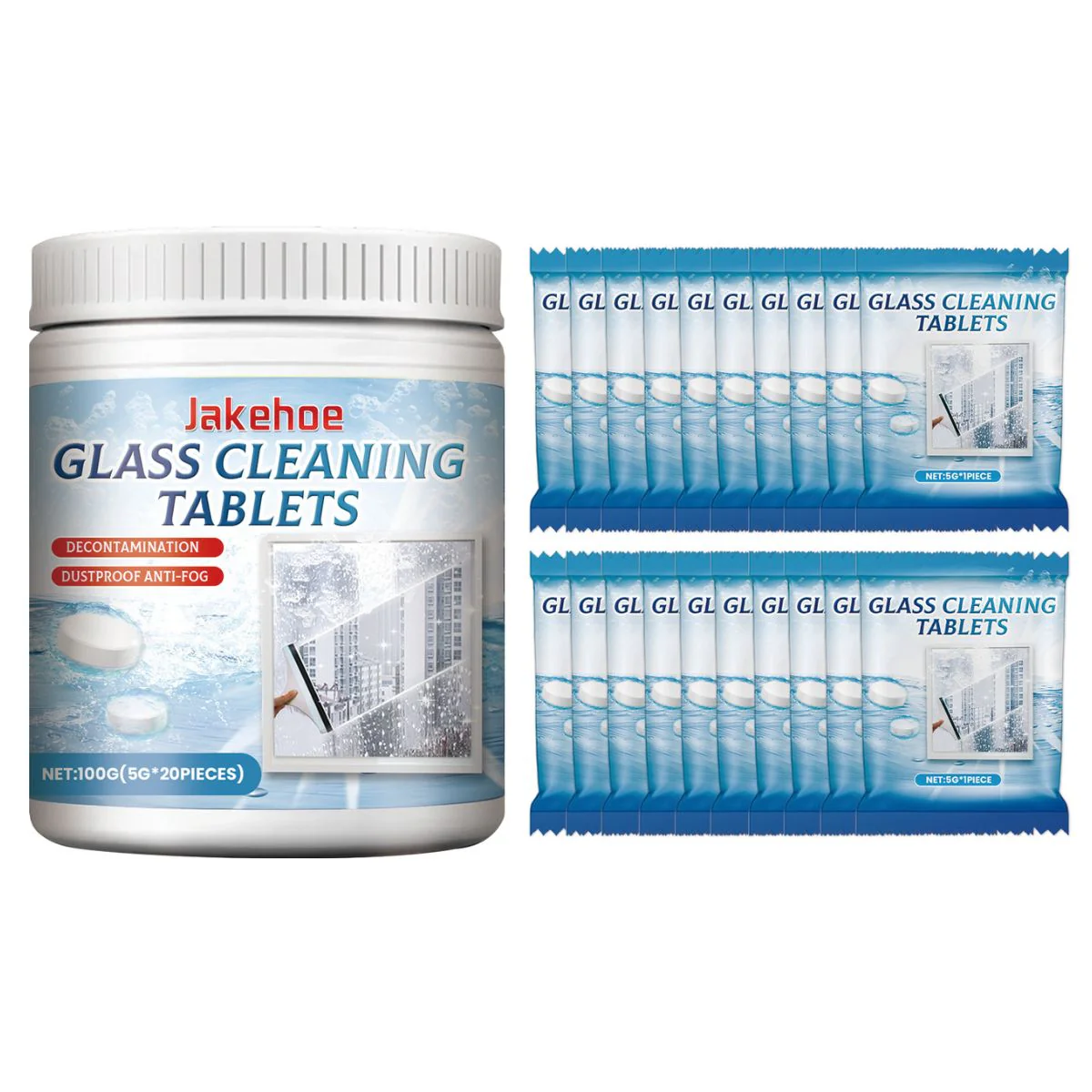 Limpiador De Vidrios Concentrado. Tabletas Desengrasantes Para Limpieza De Espejos, Parabrisas Y Superficies De Cristal. (Pack De 20 Pastillas)