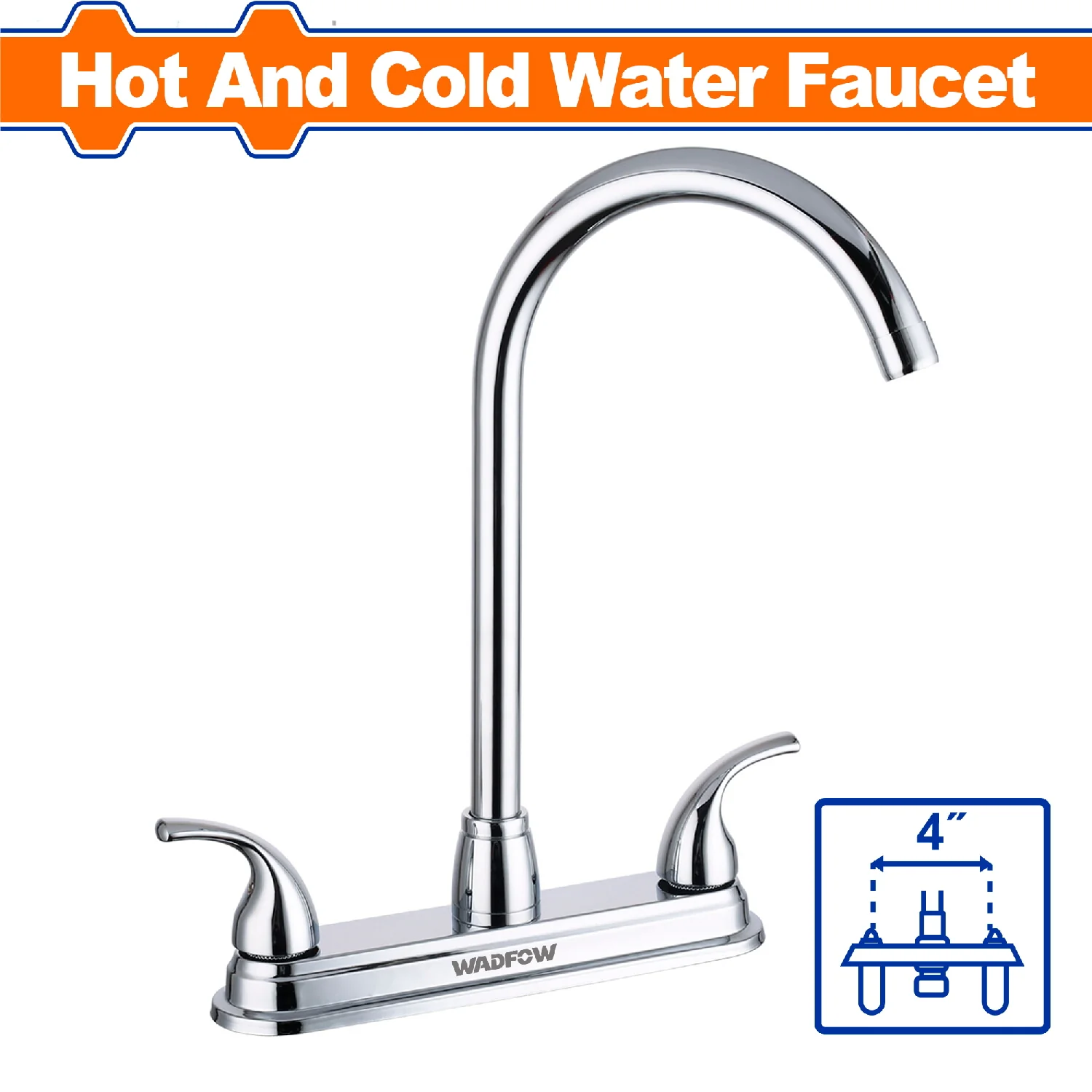 Llave De Fregador De 4" Con Modo Agua Fría Y Caliente. Cuerpo De Latón + Mango De Zinc. - Image 5