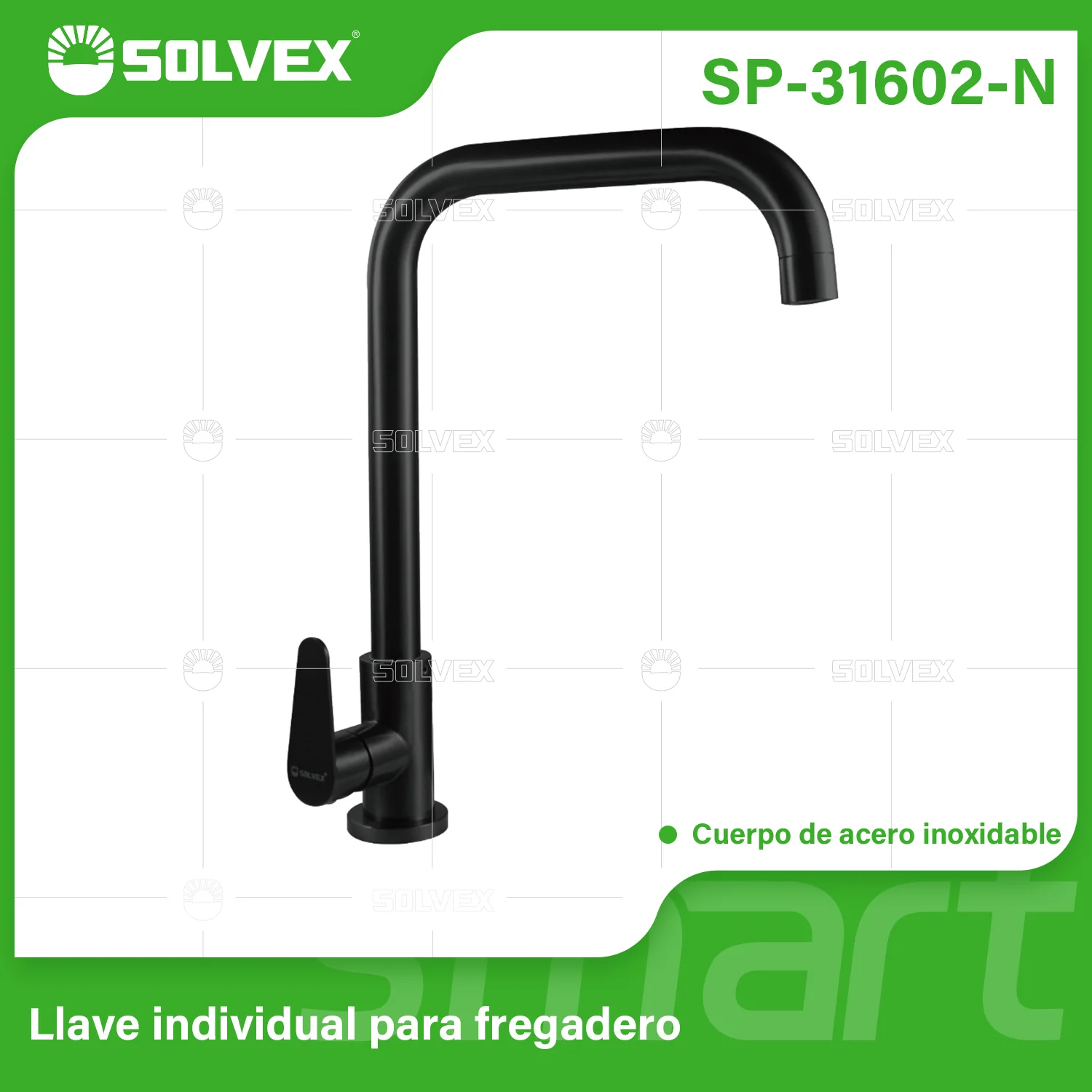 Llave De Fregador Individual. Color Negro. Grifo Para Cocina. Pluma De Acero Inoxidable.