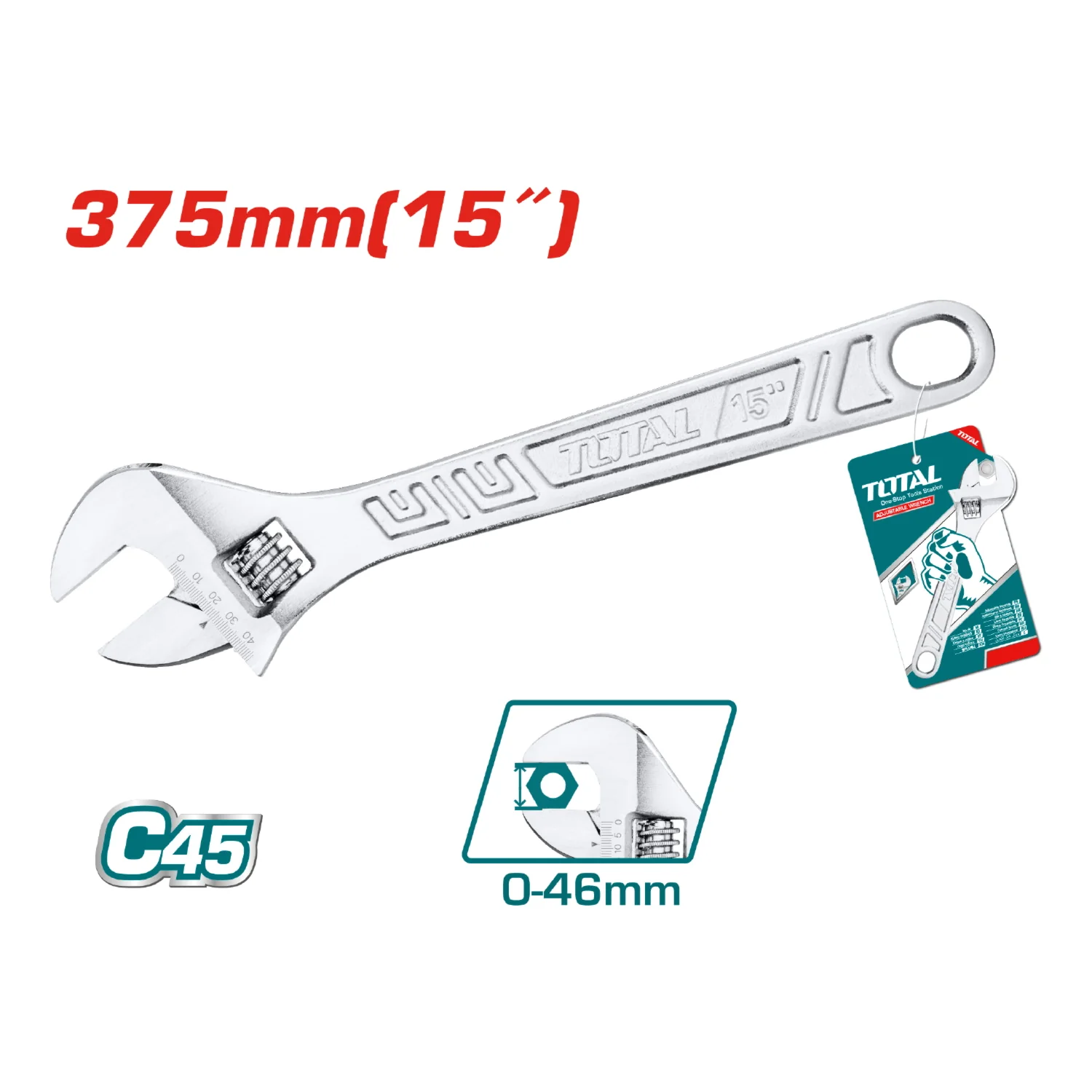 Llave Ajustable 15" Ajustable: 0-46Mm Acero Al Carbono. - Image 2