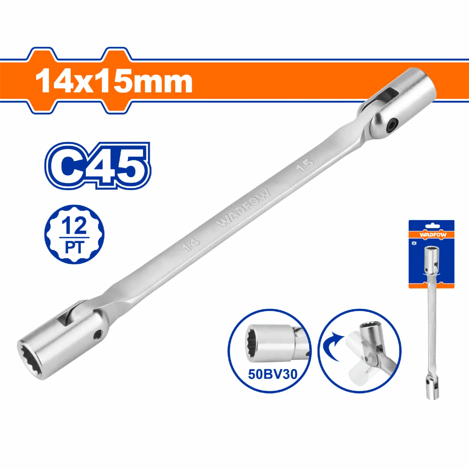 Llaves Doble Flexible De 12 Puntos. Giratoria. C45. - Image 6