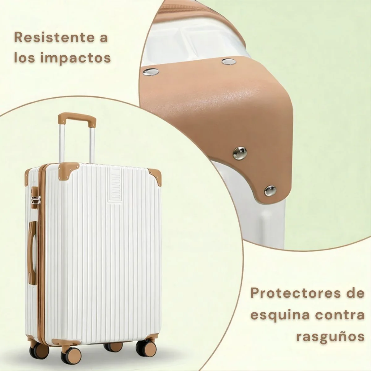 Maleta De Viaje Rígida Retro Con Puerto USB Y Portavasos. Equipaje De Mano Con Candado De Combinación  20” Con Ruedas Giratorias 360° - Image 2