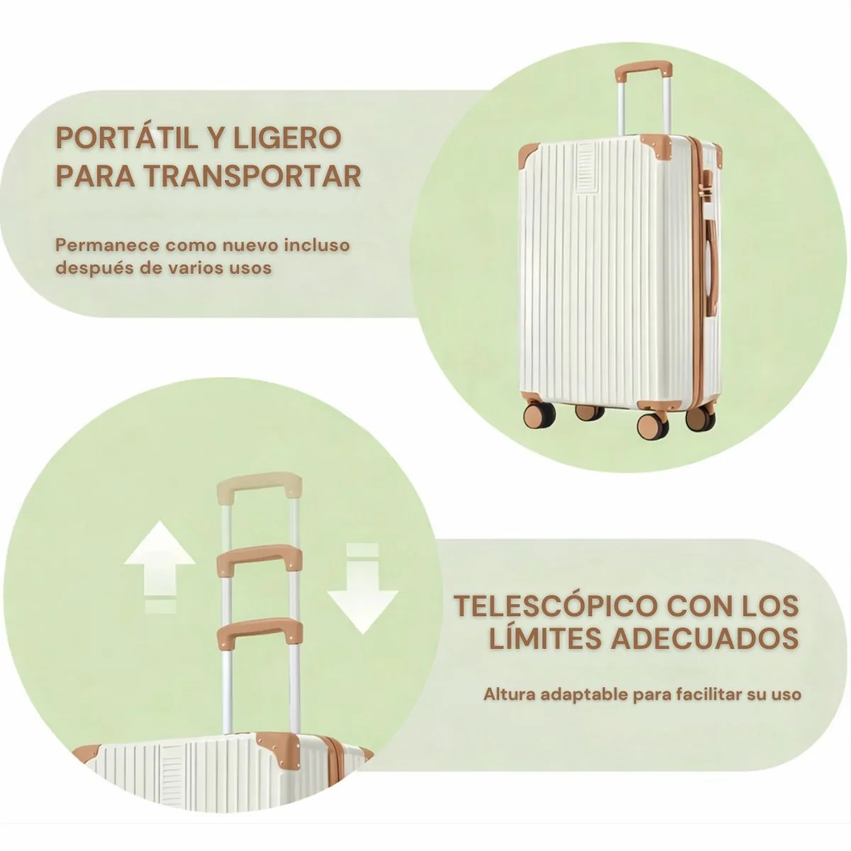 Maleta De Viaje Rígida Retro Con Puerto USB Y Portavasos. Equipaje De Mano Con Candado De Combinación  20” Con Ruedas Giratorias 360° - Image 5