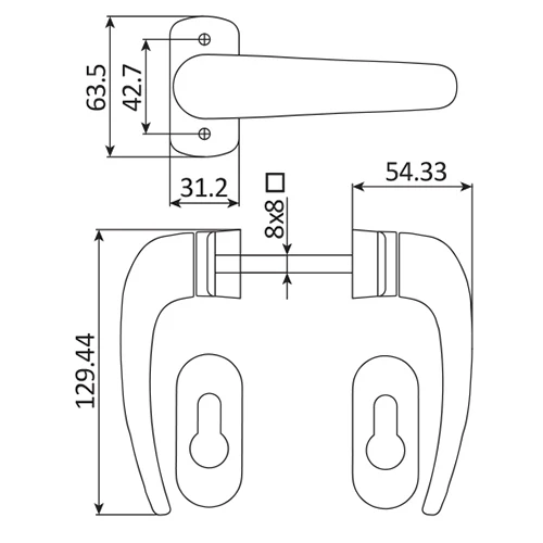 Manilla NEO Operador De Cerradura De Puerta. Incluye Cuadrillo De 8X8 Mm Y La Tornilleria. - Image 2