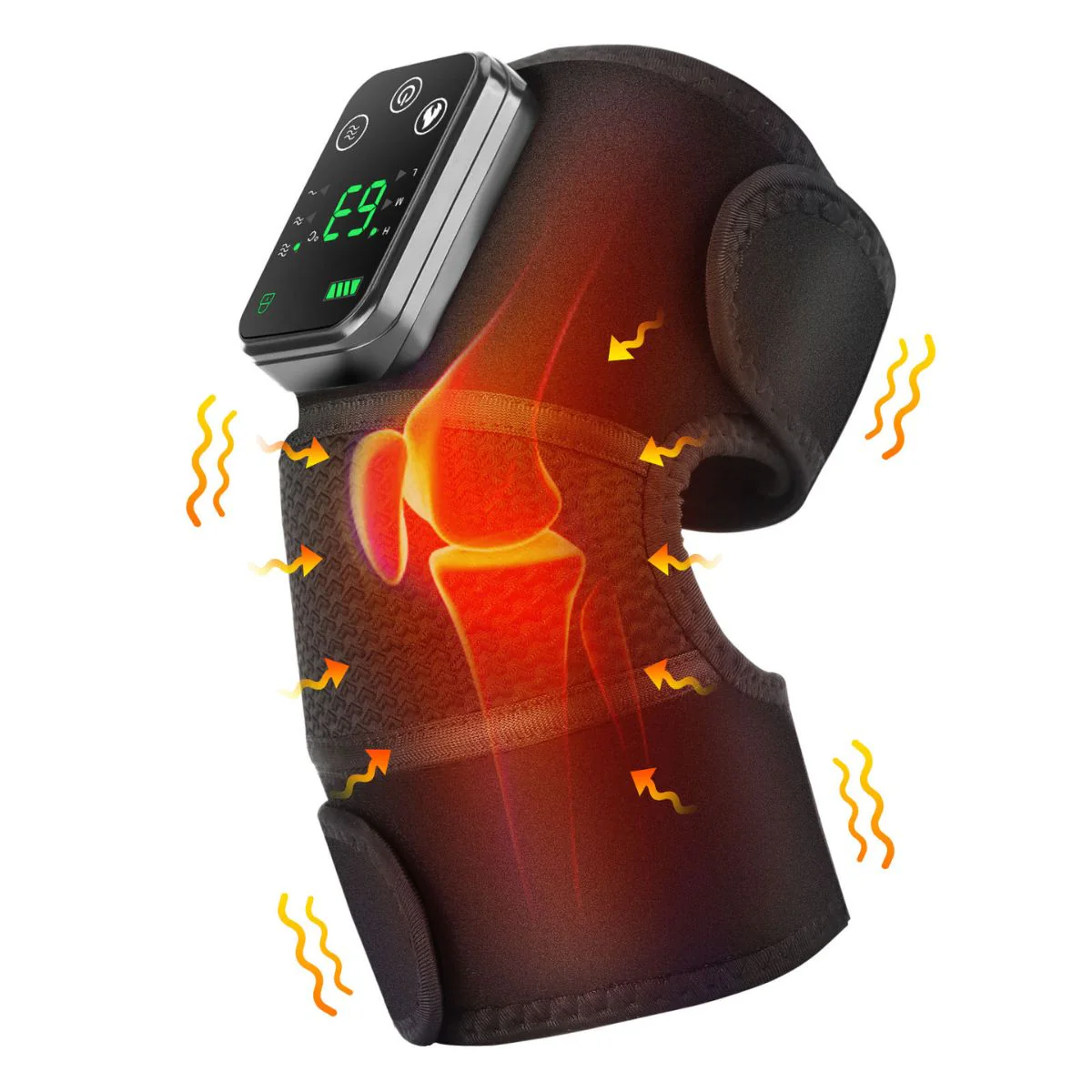 Masajeador Eléctrico 3 En 1 Para Rodilla, Hombro Y Codo Con Calor, Vibración Y Pantalla Digital Recargable. Soporte Para Articulaciones. Alivia El Dolor. Calentador De Articulaciones