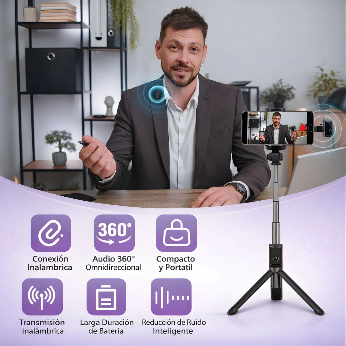 Micrófono Inalámbrico Dual Con Cancelación De Ruido Inteligente. Conexión USB-C. Estuche Con Pantalla Digital. - Image 4