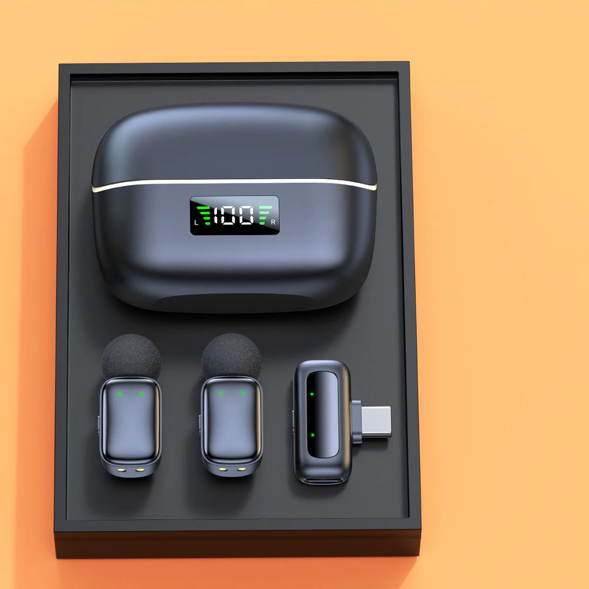 Micrófonos Inalámbricos Duales Con Cancelación De Ruido. Conexión USB-C Y Adaptador De Apple. Estuche Con Pantalla Digital Y 24H De Autonomía. - Image 4