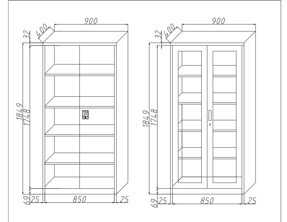 Mueble Metalico Gabinete Armado Estructura Plegable Con 4 Estantes Ajustables Y Cierre Multipunto 1850X900x400mm - Image 3