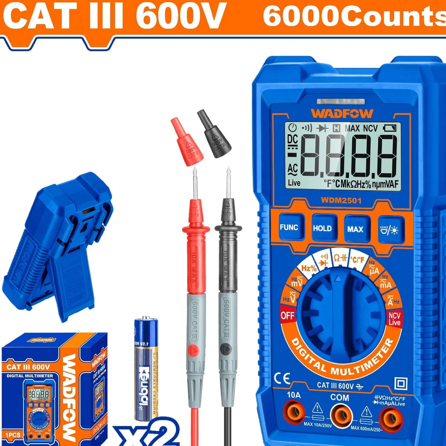 Multímetro Digital 6000 Dígitos. CATIII 600V. Medición De Temperatura. Rango Automático. - Image 2