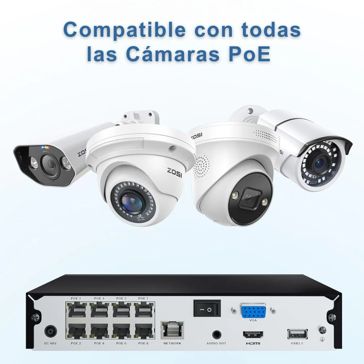 NVR Poe 8 Canales 8MP 4K Con Compresión H.265+. Servidor De Videovigilancia Con Salida HDMI Y VGA. Soporta Disco Duro Hasta 8TB (No Incluido) - Image 3