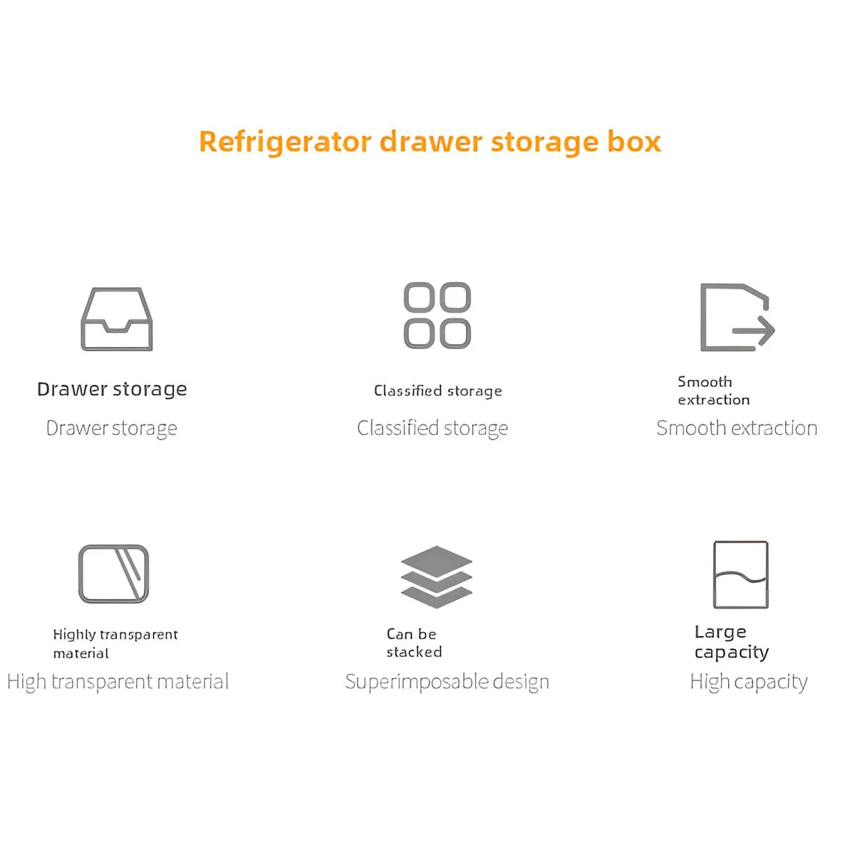 Organizador De Nevera Transparente Mediana. Gaveta De Almacenamiento Para Alimentos (30X13 X11cm). Caja De Acrilico Para Refrigerador - Image 3