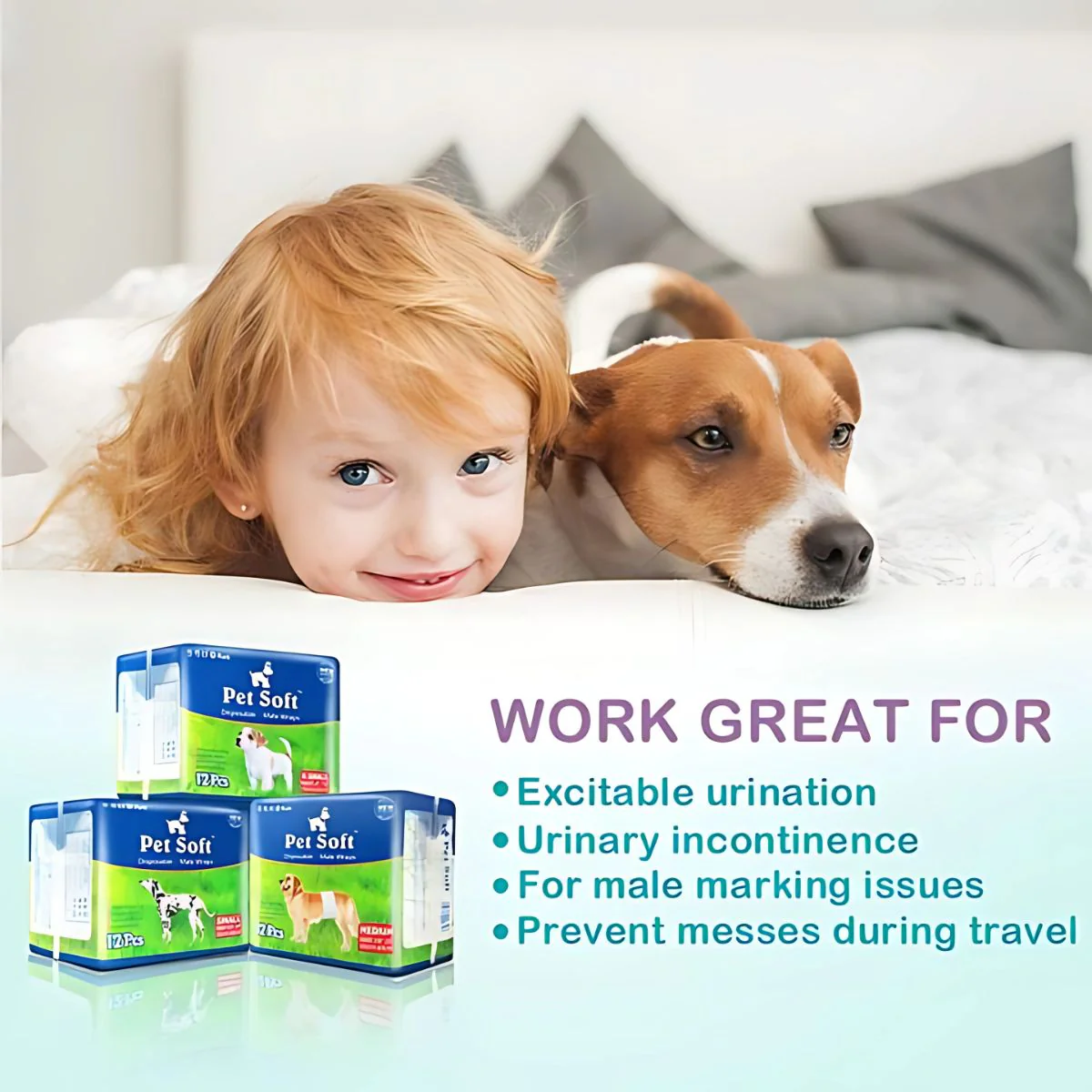 Pañales Desechables Para Perros Machos. Talla XS (15-33Cm). Super Absorbente. (Pack De 12 Unidades) - Image 6