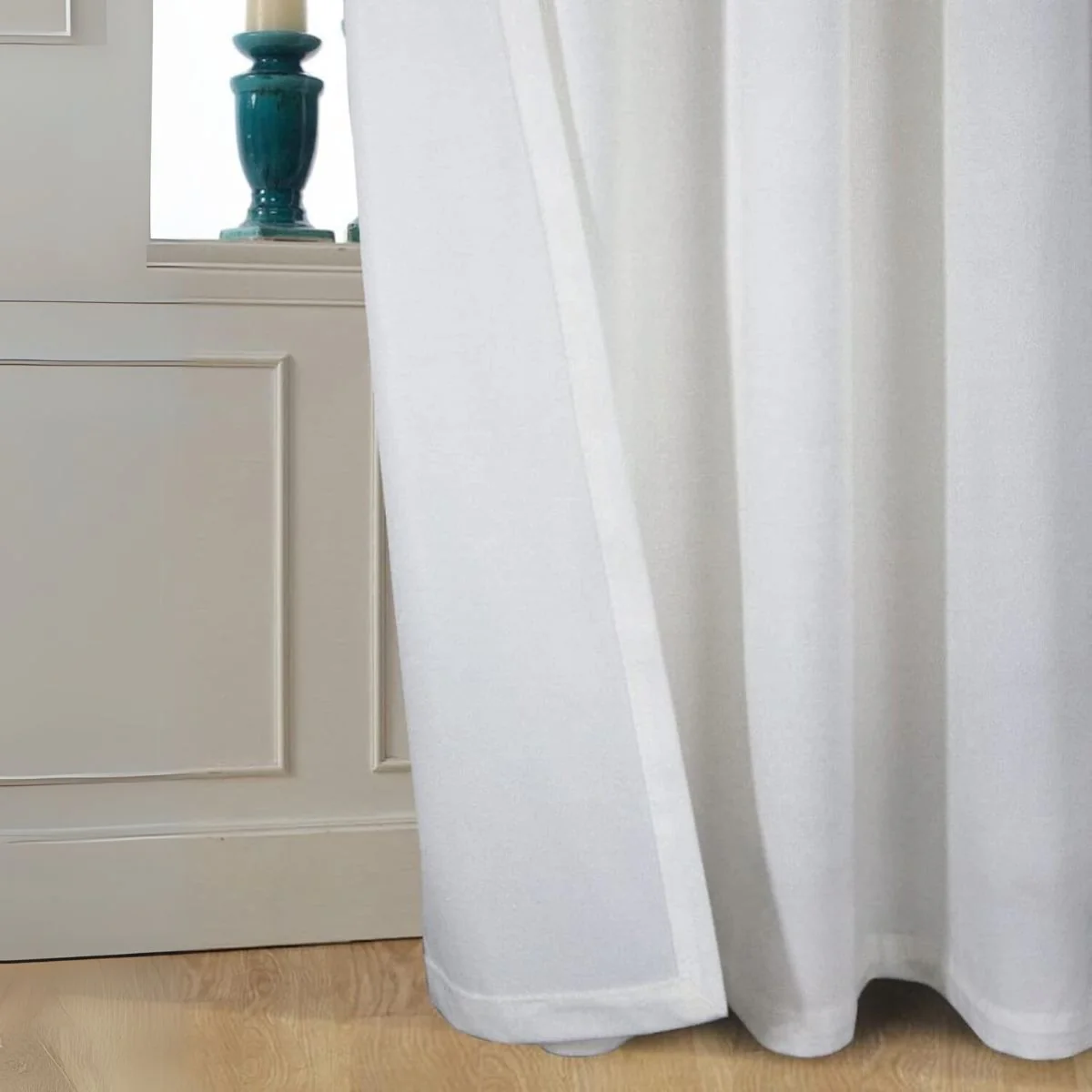 Paños De Cortina Blancos Con Argollas (1 Panel) Cortinas De Tela Con Anillos. (No Incluye Palo) - Image 3
