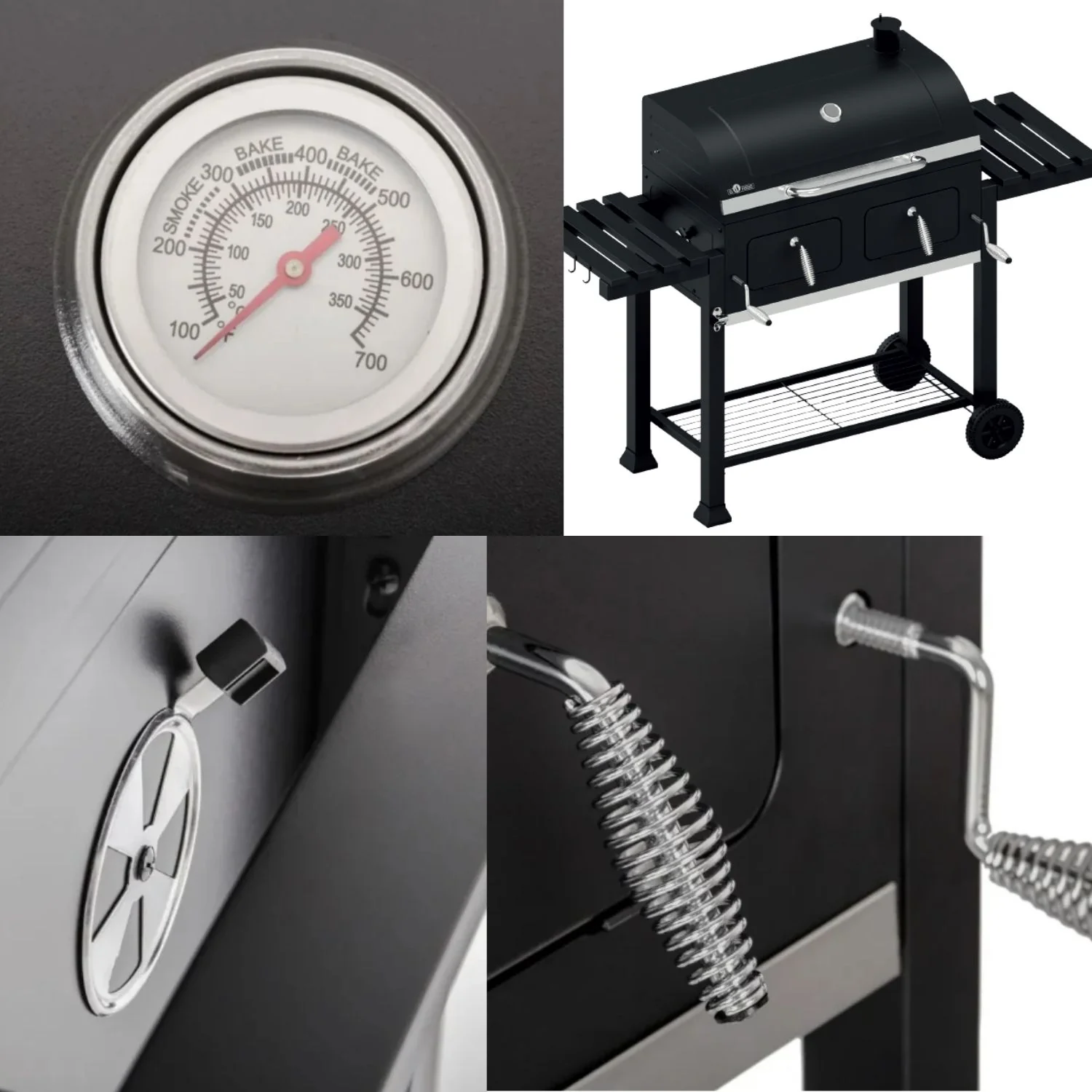 Parrilla BBQ De Hierro Con Ruedas 164X45x44cm Estilo Clásico Para BBQ Al Aire Libre. Asador De Carbón - Image 5