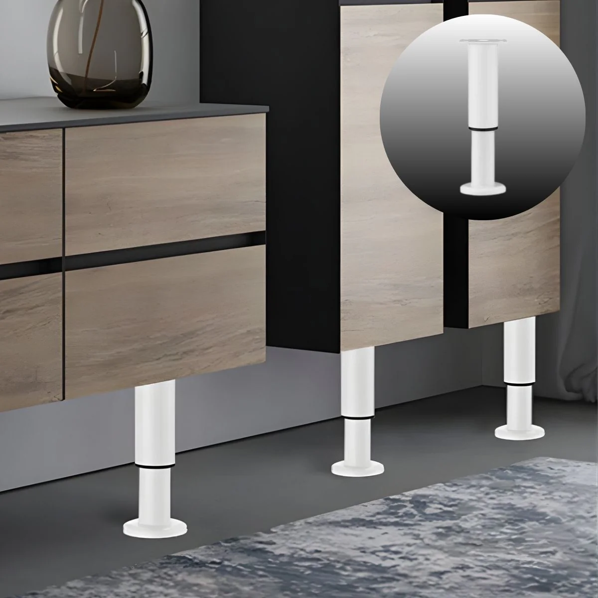 Pata Ajustable Para Muebles 72–110Cm. Soporte Metálico Reforzado Para Sofás, Mesas O Gabinetes. Fáciles De Instalar Y Nivelar. Color Blanco. - Image 4