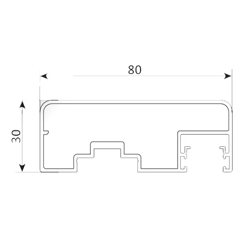 Perfil Corremano Superior 30X80 Mm. 5.8 Mts. Acabado Inox Light. - Image 2