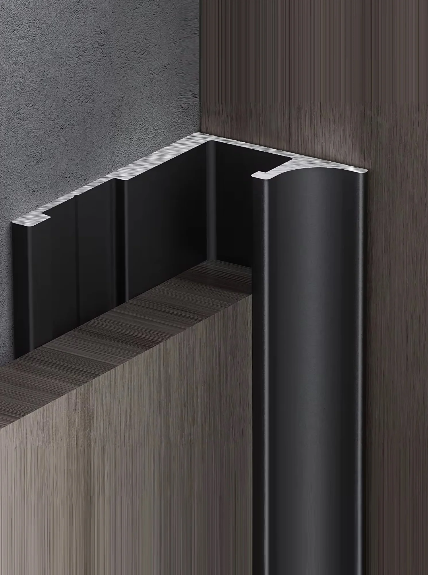 Perfil Remate Esquina Interna Laminas De 8Mm Bambú WPC PVC 3M Long Silver