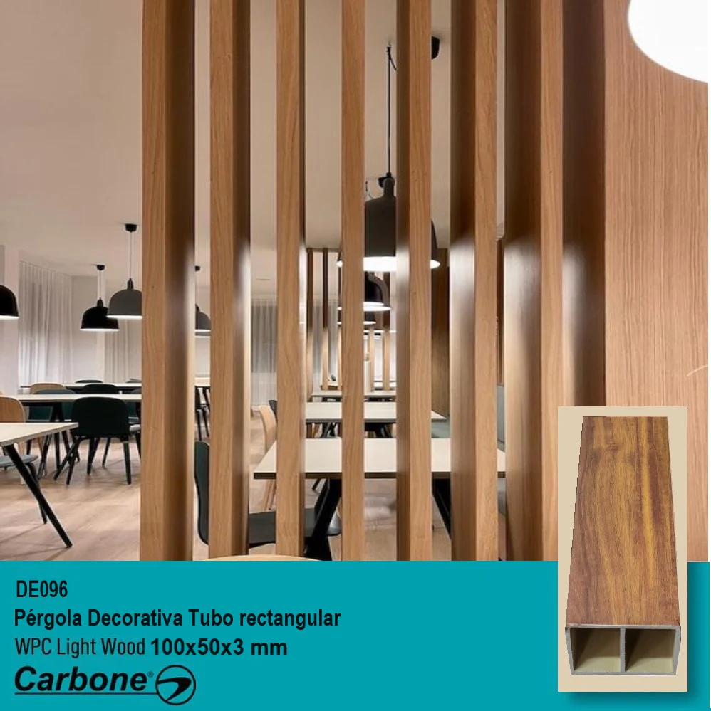 Pergola Decorativa Tubo WPC 2X4 Light Wood Rectangular 100X50x2900mm