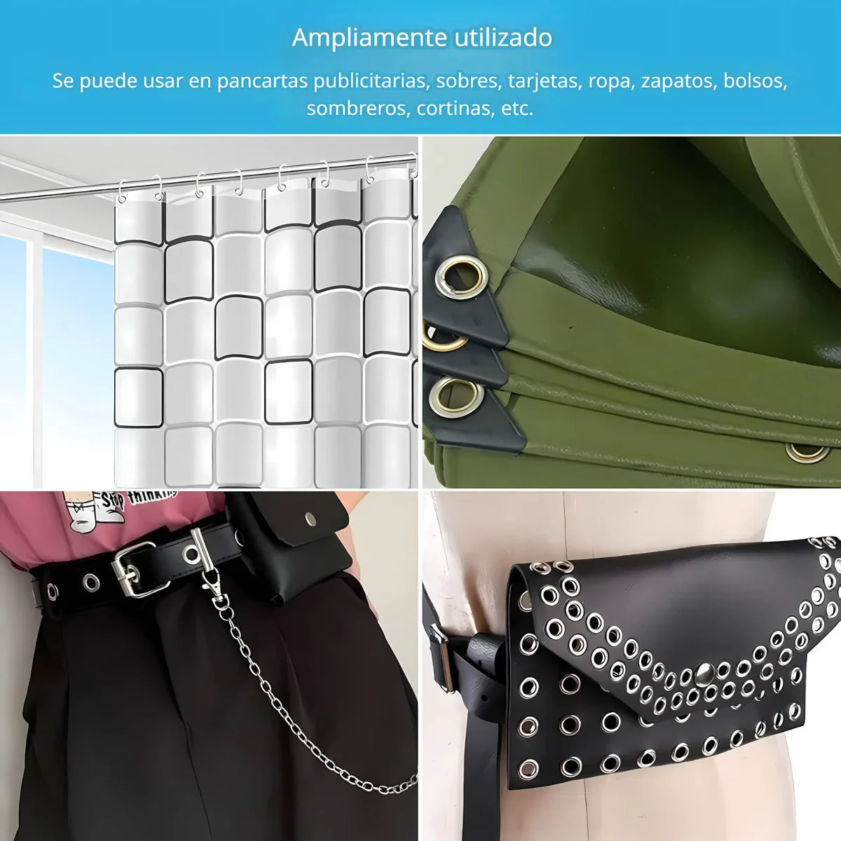Pinza Ponchadora Para Colocación De Ojales Metálicos. Kit Set Para Colocar Orificios Aros Con Pinza Manual Y 300 Piezas De 10 Mm Para Tela, Lonas Y Cuero. - Image 4