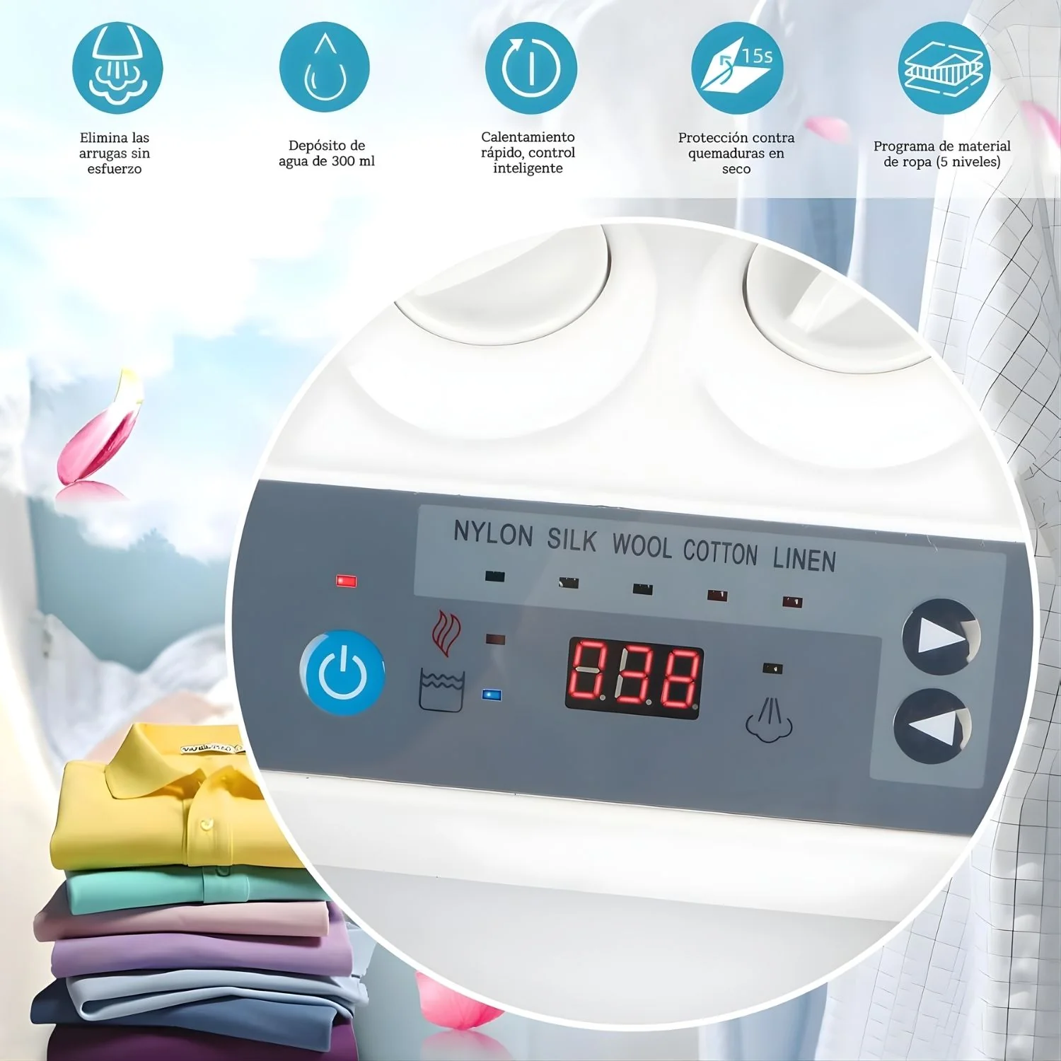 Plancha De Vapor Eléctrica Para Ropa 1400W Con Panel De Teflón Antiadherente Y Control Digital. Prensa De Vapor Para Ropa. - Image 4