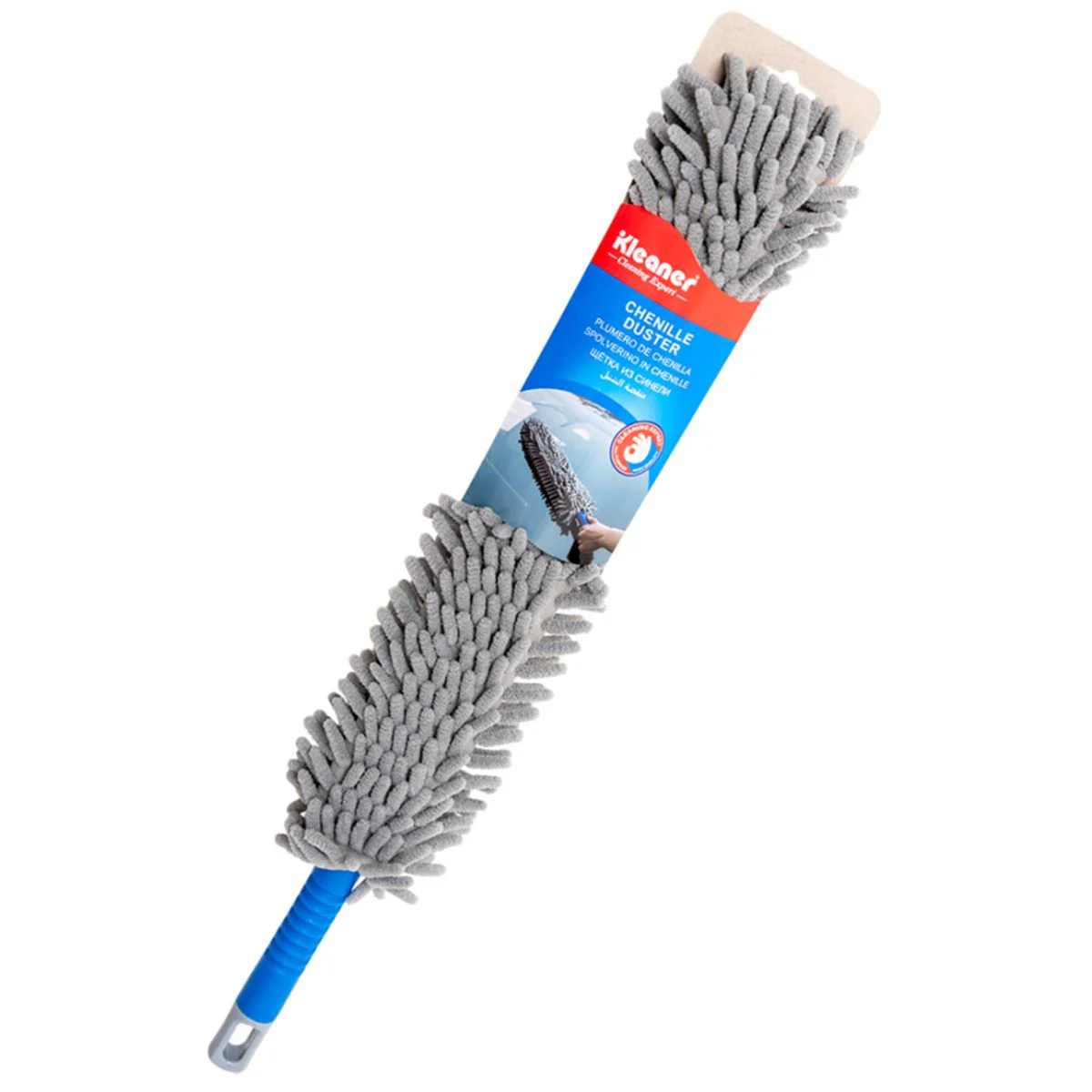 Plumero De Microfibra Tipo Mop Atrapa Polvo (56×6Cm). Mango Ergonómico. - Image 2